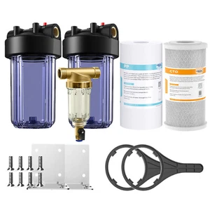 2-Stage 10" Clear Whole House Water Filter Housing & Spin Down Filtration System - Picture 1 of 24