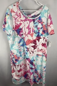T By Talbots Floral Dress Knee Length Criss Cross Stretch Womens 3X New W Tags - Picture 1 of 5