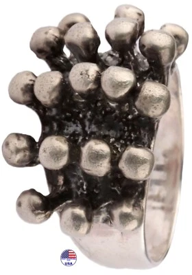 Anillo Plata de Ley 925 Estilo Artista Hecho a Mano Joyería 10 g Unisex Talla 7 Flor Foto 1 de 4