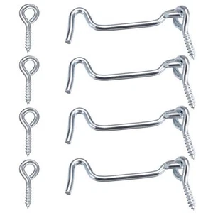 4Pcs 2.5 inches Cabin Hook Eye Latch Gate Door Swivel Window Door Hook with M... - Picture 1 of 7