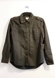 Forever 21 Denim Casual Jacket Hunter Green Fastener Buttons Womens Small New - Picture 1 of 3
