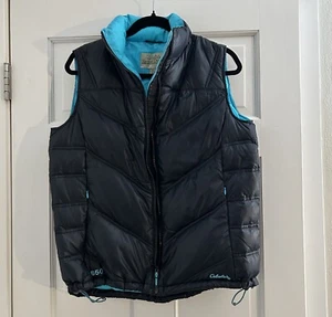 Cabela’s 650 Chaleco acolchado de plumón de ganso para mujer al aire libre negro/verde azulado pequeño usado en excelente estado - Imagen 1 de 11
