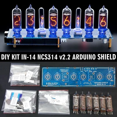 Nixie Tube Clock DIY KIT IN-14 Arduino Shield NCS314 12/24H [WITH OPTIONS]  - Image 1 of 4