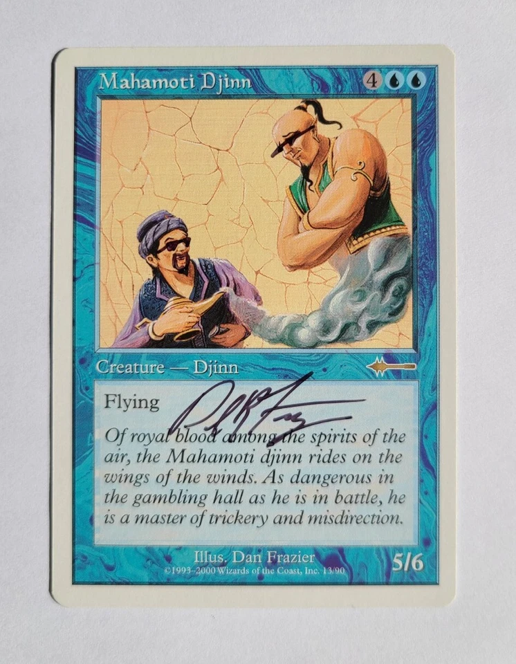 MTG Mahamoti Djinn SIGNED Dan Frazier Altered Art, Year 2000 Beatdown RARE NM - Image 1 of 4