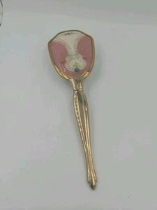 Vintage  Retro Goldtone Floral Nylon Hairbrush Vanity brush  Hollywood Regency  - Picture 1 of 12