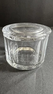 Vintage Anchor Hocking Fire- King Round Clear Glass With Lid Embossed Salt Jar - Picture 1 of 8
