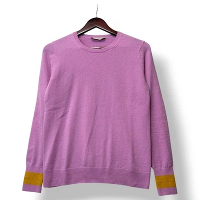 Suéter Everlane Para Mujer Talla M Lavanda Cachemira Cuello Redondo Puños a Rayas Preppy Foto 1 de 4