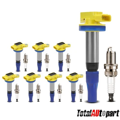 Kit de 8 bobinas de encendido amarillas y 8 bujías de iridio para Jaguar XJR XKR XJ8 XK8 Foto 1 de 4