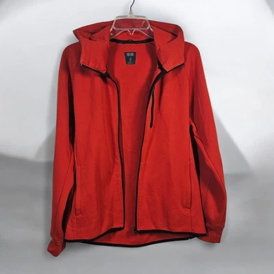 Sudadera con capucha Uniqlo Dry Stretch cremallera completa para hombre mediana roja naranja rendimiento Foto 1 de 4