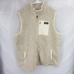 LL Bean Women 3X Sweater Vest Fleece Lined Heather Beige Sleeveless Full Zip - Picture 1 of 7