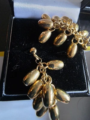 PENDIENTES COLGANTES VERONESES 'OLIVA' PLATA DE LEY ORO AMARILLO 14K PLACA VERMEIL Foto 1 de 2