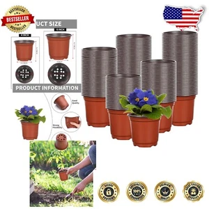600 Pcs 6-Inch Bulk Plant Nursery Pots - Reliable Plastic Seedling Containers - Picture 1 of 9