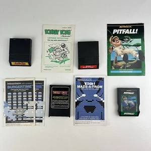 Lot Of 4 Intellivision Game Donkey Kong Pitfall Butgertime Tron Cartridge Manual - Picture 1 of 20
