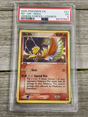 Graded PSA 5 2005 Pokemon Ex - Ho Oh Holo - Unseen Forces - Cosmos - Image 1 of 2