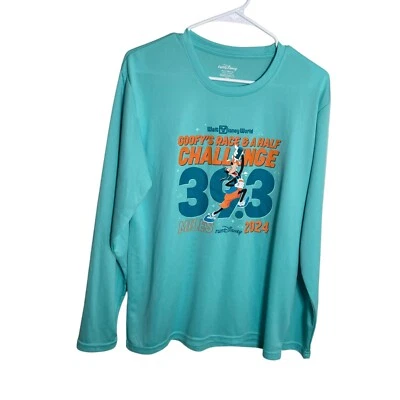Camisa Run Disney Goofy's Race & A Half Challenge adulto verde azulado medio 2024 Foto 1 de 4