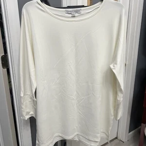 Women’s Larry Levine Blouse Cream Sz Small w/ Zippers On The Sleeves - Picture 1 of 5