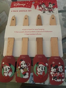 Juego de cuatro mini espátulas de silicona navideña de Disney Mickey y Minnie nuevas con etiquetas - Imagen 1 de 1