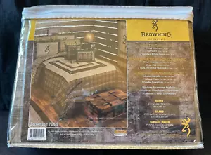 NEW Browning 100% Poly Microfiber Queen Bed Sheet Set w/Cases Brown Plaid Deer - Picture 1 of 8