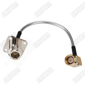 Cable RG402 15cm SMA Male RA to N Jack Female 4 hole panel Semi-Flexible .141" - Picture 1 of 2