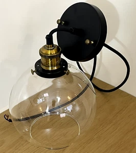 Frideko Hanging Pendant Light 20cm Industrial Clear Glass Globe Ceiling Used - 3 - Picture 1 of 14