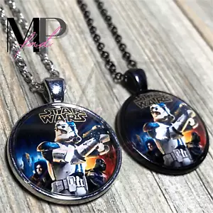 Star Wars Halskette Anhänger Cabochon Jedi Orden schwarz silberne Kette THE CLONE WARS - Bild 1 von 6