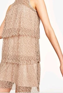 ZARA NUDE PINK LACE FRILL LAYERED DRESS SIZE XS 6 8 - Picture 1 of 6