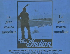 ADVERTISEMENT 1925 MOTORCYCLE INDIAN RACING MOTORCYCLE INDIAN G. MUGGIANI CORTESE TRIESTE - Picture 1 of 1