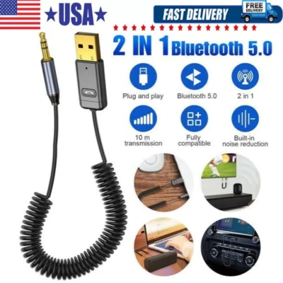 Wireless USB Bluetooth 5.0 Audio Transmitter Receiver AUX Adapter For TV Car Lot - Image 1 of 4