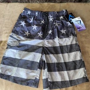NWT Kanu Surf Boys L Large 14-16 Flag Swimming Shorts - Picture 1 of 5