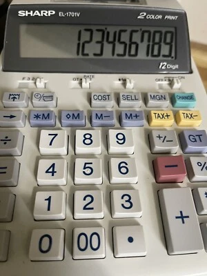 Sharp EL-1701V Printing Calculator 12-Digit 2Color Printer & Adapter 1701v 1801v - Image 1 of 4