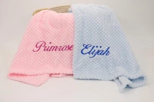 Personalised Baby Blanket, Newborn baby shower gift, embroidered with baby name - Picture 1 of 10