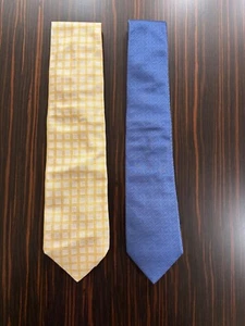 FENDI men's designer ties lot of 2 (blue FF and yellow check) - Picture 1 of 18