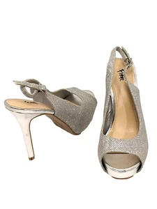 Womens Size 8 Fioni Heels Silver Diamond Glitter Platform Stiletto Shimmer - Picture 1 of 7