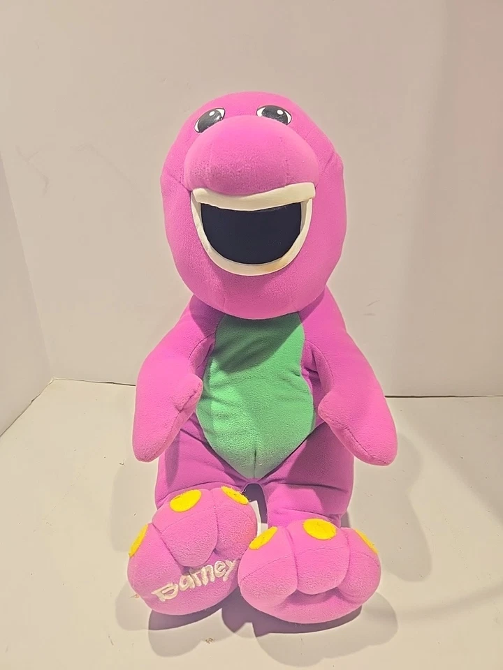 Juguete de peluche vintage años 90 Barney Playskool Talking 18" dinosaurio limpio PROBADO FUNCIONA Foto 1 de 3
