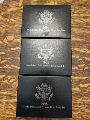 1994, 1997, And 1998 U.S. Mint Premier Silver Proof Sets With COA - Image 1 of 4