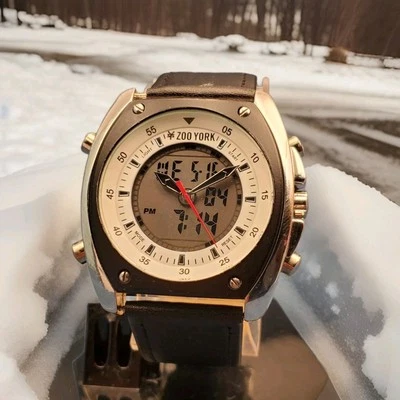 RARO RELOJ CRONÓGRAFO ALARMA ANALÓGICO-DIGITAL ZOO York hombre batería nueva  Foto 1 de 4
