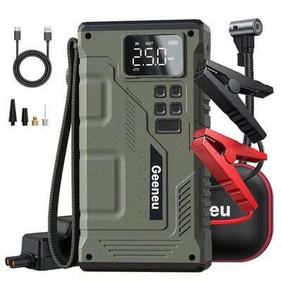 8000A Portable Car Jump Starter With Air Compressor Pack Booster 12V Power Bank - Image 1 of 4