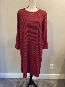 Gudrun Sjoden Women’s Striped Pink Maroon Lagenlook MIDI Dress Medium NWT - Picture 1 of 12