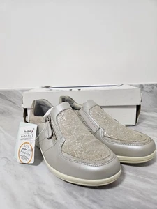 Padders Serena Damenschuhe UK4 silber elfenbeinfarben weite Passform E/2E Leder Orthese neu mit Etikett - Bild 1 von 8