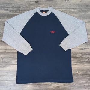 Miller High Life Beer Baseball Long Sleeve Shirt Blue Gray Men's Size Medium M - Picture 1 of 10