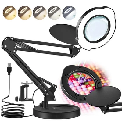 Lupe mit Licht und Ständer 10X, 15X stufenlos dimmbare LED-Schreibtischlampe - Bild 1 von 4