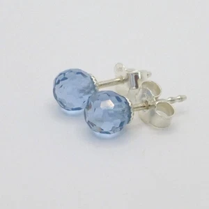 Ohrstecker synth. Aquamarin Kugel 6mm Silber 925 - Bild 1 von 5