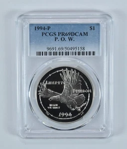 1994-P POW Museum Commemorative Dollar PR69 DCAM PCGS Blue Label *2008 - Picture 1 of 5