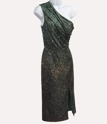Vestido The Population Un Hombro Lentejuelas Vestido Pequeño Vestido de Cóctel Brillo Foto 1 de 4