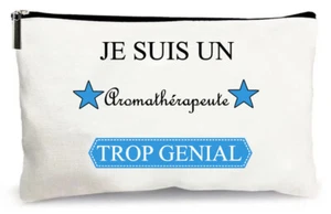 trousse beige je suis un aromathérapeute trop génial idée cadeau rangement - Picture 1 of 2