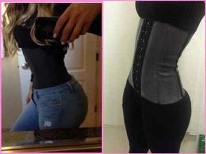 ENTRENADOR DE CINTURA DELGADO MODELADOR DE CUERPO CORSÉ LÁTEX CINCHER DESHUESADO COMPRESIÓN GANCHO ELKA - Imagen 1 de 12