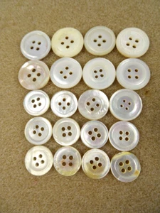 20 Assorted GENUINE SHELL 4-Hole Buttons Mother of Pearl Iridescent - Picture 1 of 1