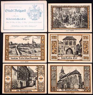 BELGARD / BIAŁOGARD "Vistas Pasado y Presente" Serie Completa Alemán Notgeld Polonia Foto 1 de 4