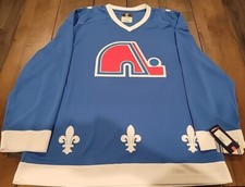 NWT QUEBEC NORDIQUES BLUE FANATICS BREAKAWAY VINTAGE HOCKEY JERSEY XL