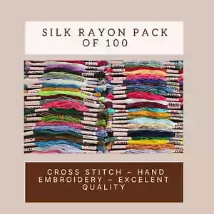 100 Shiny Silk Rayon Cross Stitch Embroidery Threads Lot Embroidery Thread Floss - Picture 1 of 5